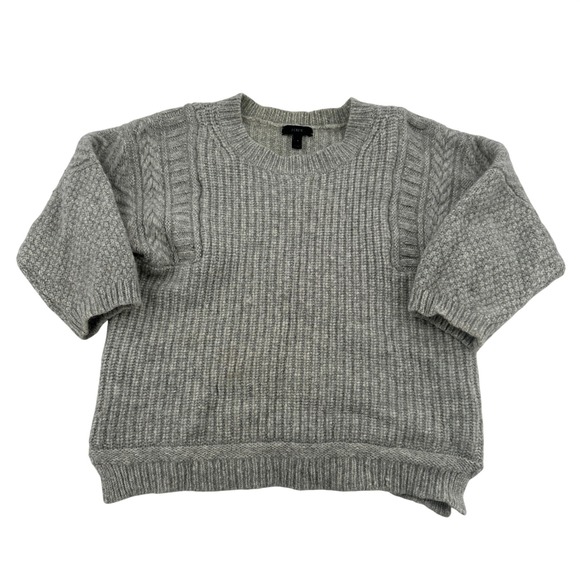 J. Crew Sweaters - J.Crew Womens Grey Alpaca Blend Cable Knit Ribbed Crewneck Sweater Small Cropped